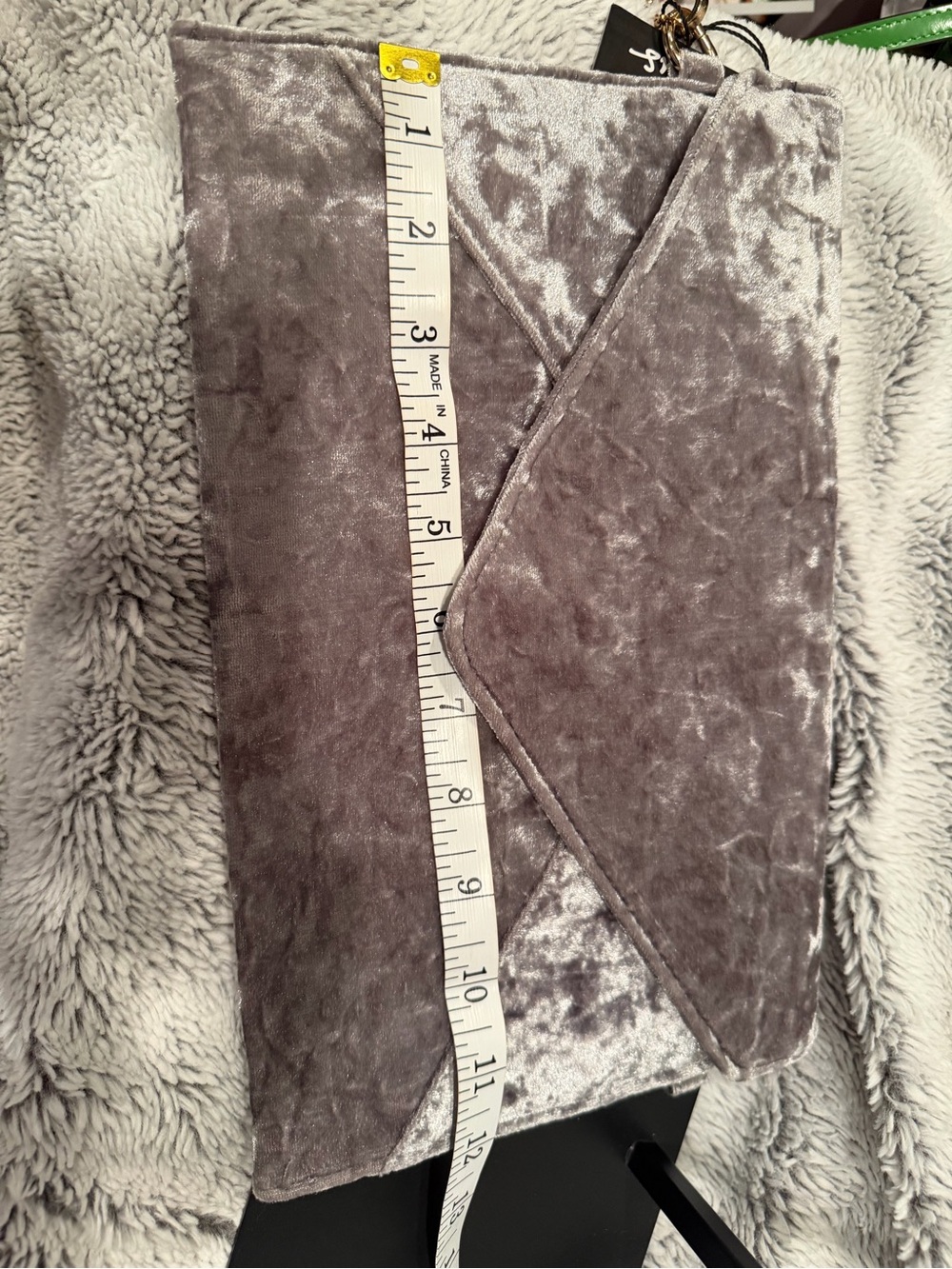 Lulus Gray Crushed Velvet Envelope Clutch Wristlet NWT - Picture 9 of 11